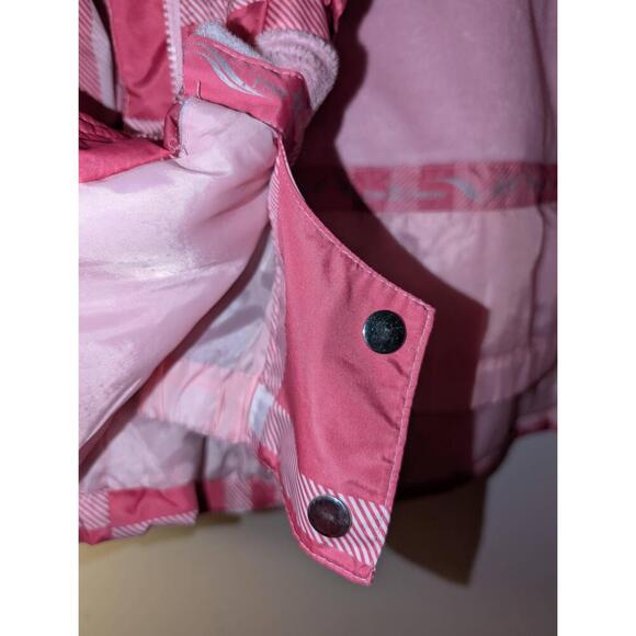 Free Country Girls Ski Jacket Size Large Pink Plaid Hooded Inner Pockets Outdoor - Picture 7 of 10